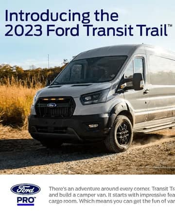 The cover of the Ford Transit Trail Info Card 2022.